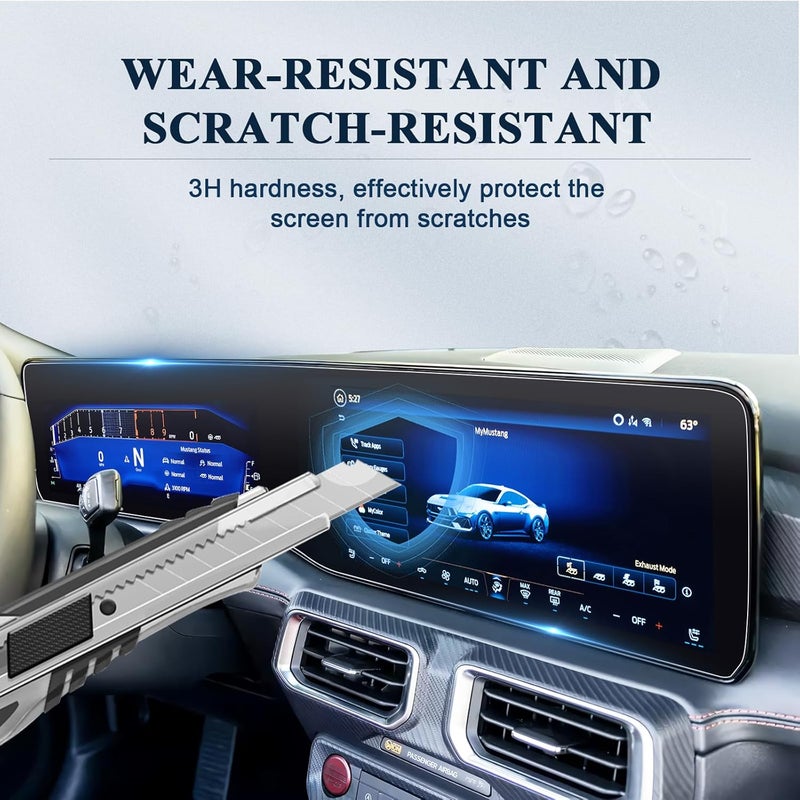 BIBIBO 2Pcs for 2024 2025 Ford Mustang Screen Protector 2024 2025 Ford Mustang Ecoboost/ EcoBoost Premium/GT/GT Premium/Dark Horse/Dark Horse Premium Display,[Anti Glare& Scratch Ultra-Clear] 2024 Ford Mustang Accessories PET Nano Foils 2024 2025 Mustang - Image 4